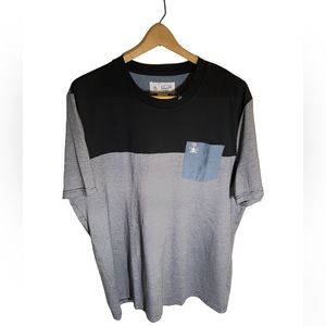 Original Penguin Men True Black Stripe Short Sleeve Crew-Neck Colorblock T-Shirt